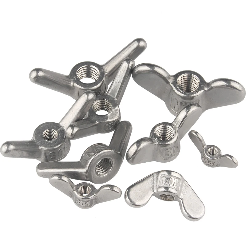 1-5 uds tuercas de mariposa tuercas de ala M4M5M6M8M10M12M14M16M18M20M22M24 304 tuerca de tornillo de mano con forma de cuerno de oveja de oreja grande de acero inoxidable