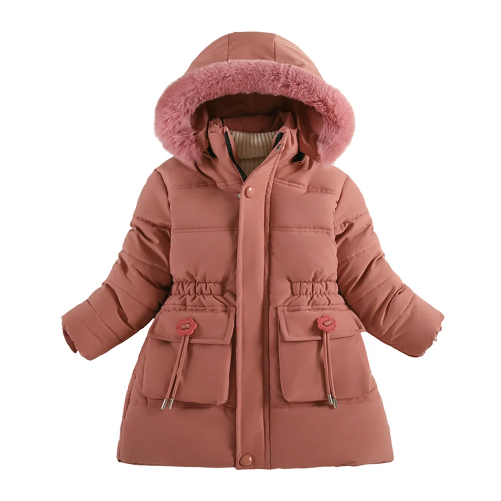 Veste d'hiver en coton pour enfants, nouvelle tendance, commerce extérieur, édition moyenne et grande, ceinture à boutons, taille fleur de prunier