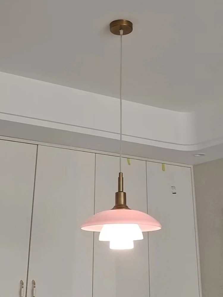 

Glass pink cream wind vintage PH3 chandelier Danish ins girl designer bedroom bedside restaurant bar