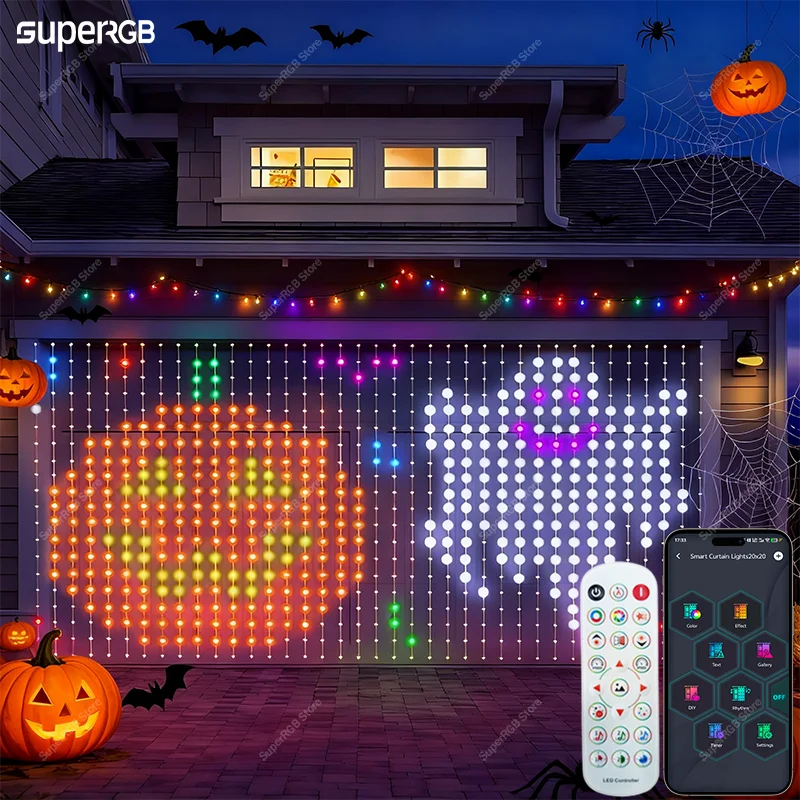 400LED Curtain Light String Smart RGB Lights APP Remote Control Music Sync USB Plug for Room Curtain Christmas Decorations