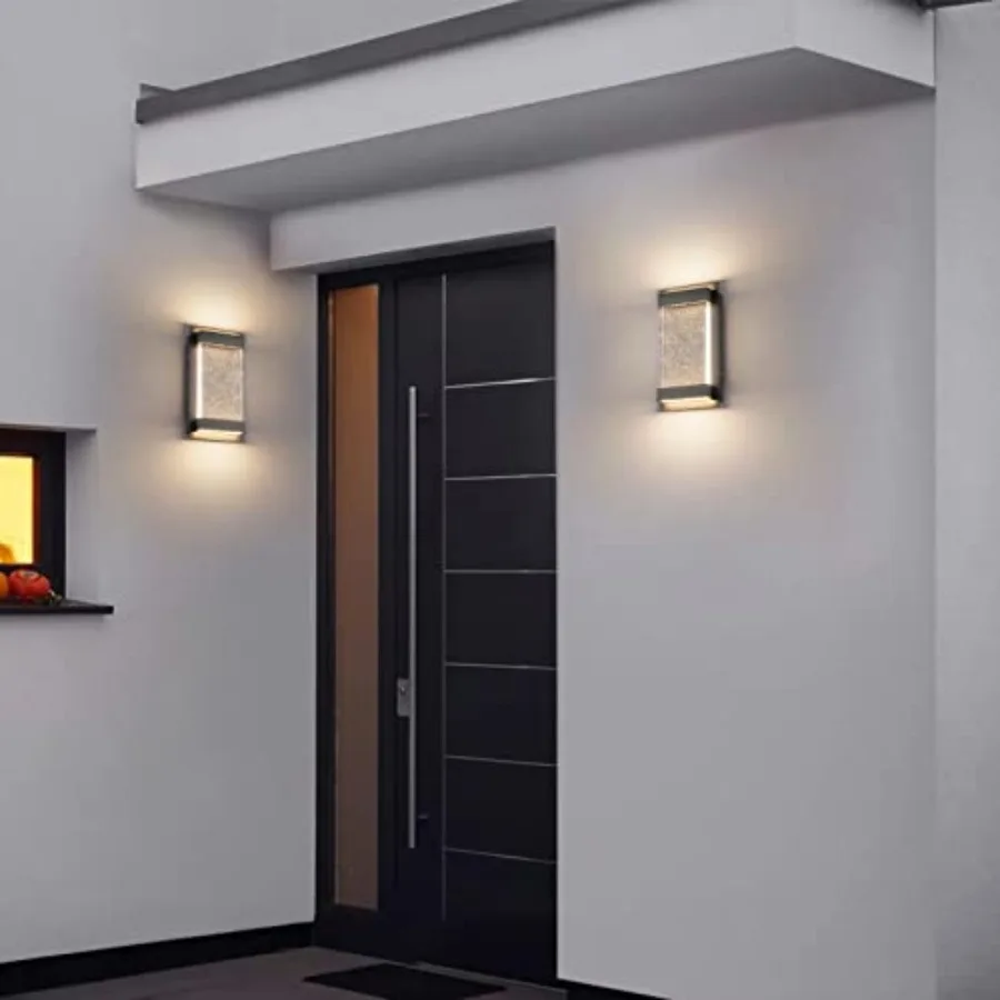 Led Modern Wall Sconce with Crystal Bubble Glass 3000K Outdoor LED Porch Light Indoor Outdoor Sconce Wall Lighting Wall Mount L