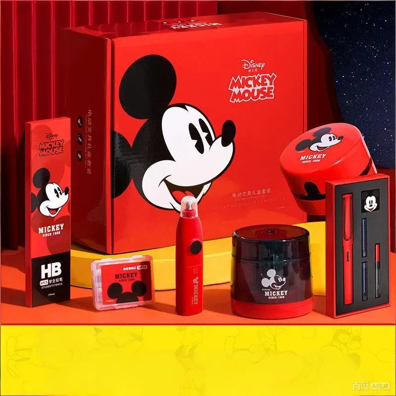 

Набор канцелярских принадлежностей в подарочной коробке с Микки Маусом, милый набор с Минни для школьников, с пеналом и красивой подарочной коробкой