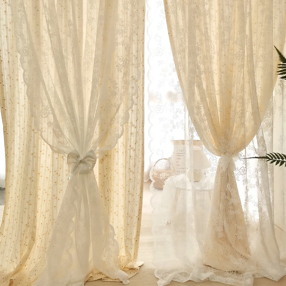 

Korean Cotton Daisy Curtains Road Pocket Sage Floral Tassel Curtain for Kitchen Bedroom Living Room Bay Window Cabinet Curtain
