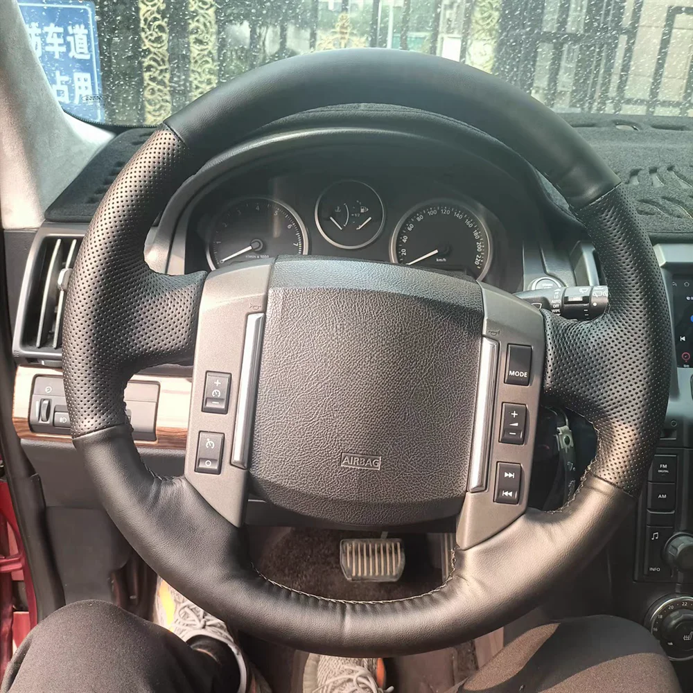 DIY Customized Car Steering Wheel Cover Auto Genuine Leather Auto Interior Steering Wrap For Land Rover Freelander 2 2007-2012