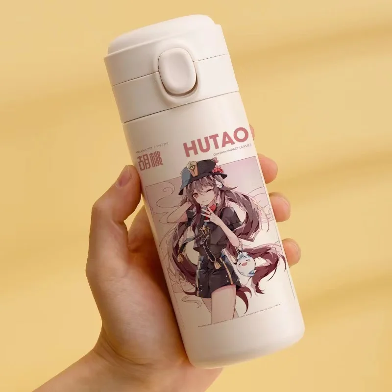 Kawaii Anime Game Genshin Impact Water Bottle Cartoon Thermos Cup Cans Cute Xiao Kaeya Hutao Zhongli Cosplay Water Bottle