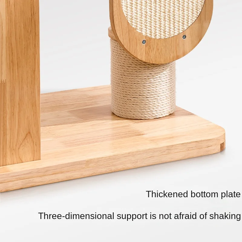 Modern Solid Wood Cat Climbing Frame with Sisal Scratching Board and Integrated Nest