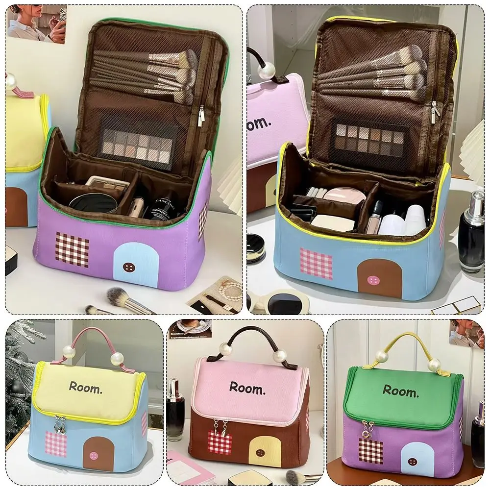 

Fashion Small House Makeup Bag Large Capacity Multicolor Wash Bag Handbag Women