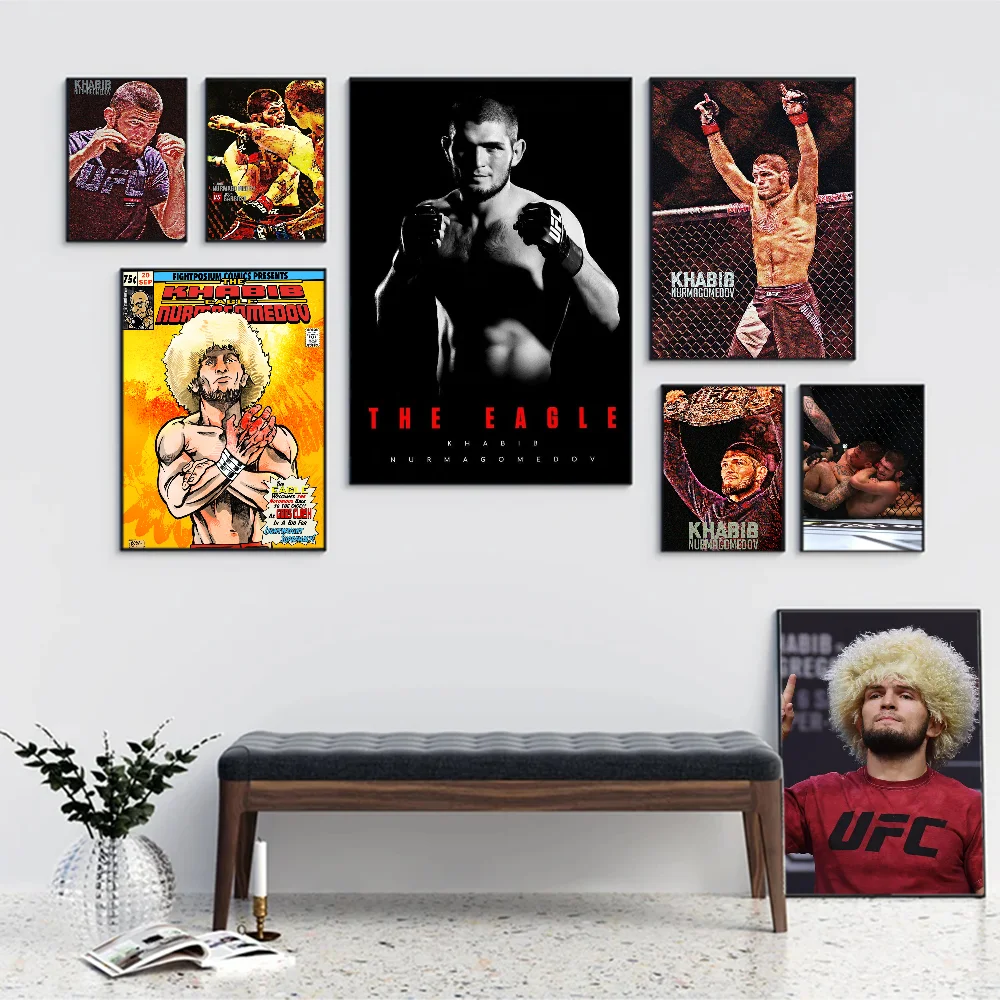 UFC Khabib Cool Nurmagomedov Vintage Posters Sticky Whitepaper Prints Posters Artwork Posters Wall Stickers