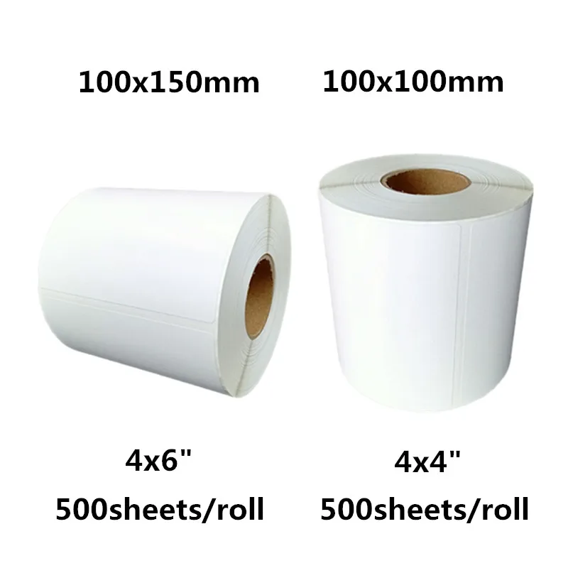 100x100/150mm white sticker 4x4/6-inch shipping label thermal printer barcode self-adhesive paper