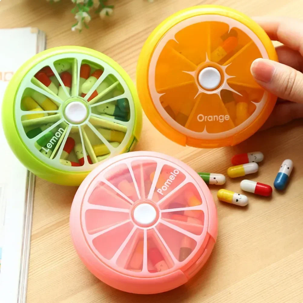 Pill Box Portable One Week Fruit Medicine Box Creative Portable Medicine Storage Box Mini Sealed Home Use Organization