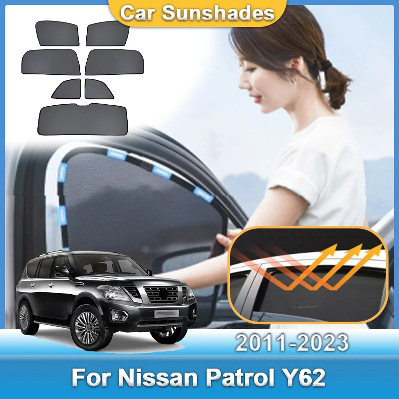 

Солнцезащитный козырек для окна для Nissan Patrol Y62 MK6 2011 ~ 2023, солнцезащитный козырек с УФ-защитой, блокирующий свет, занавеска, аксессуары для лобового стекла