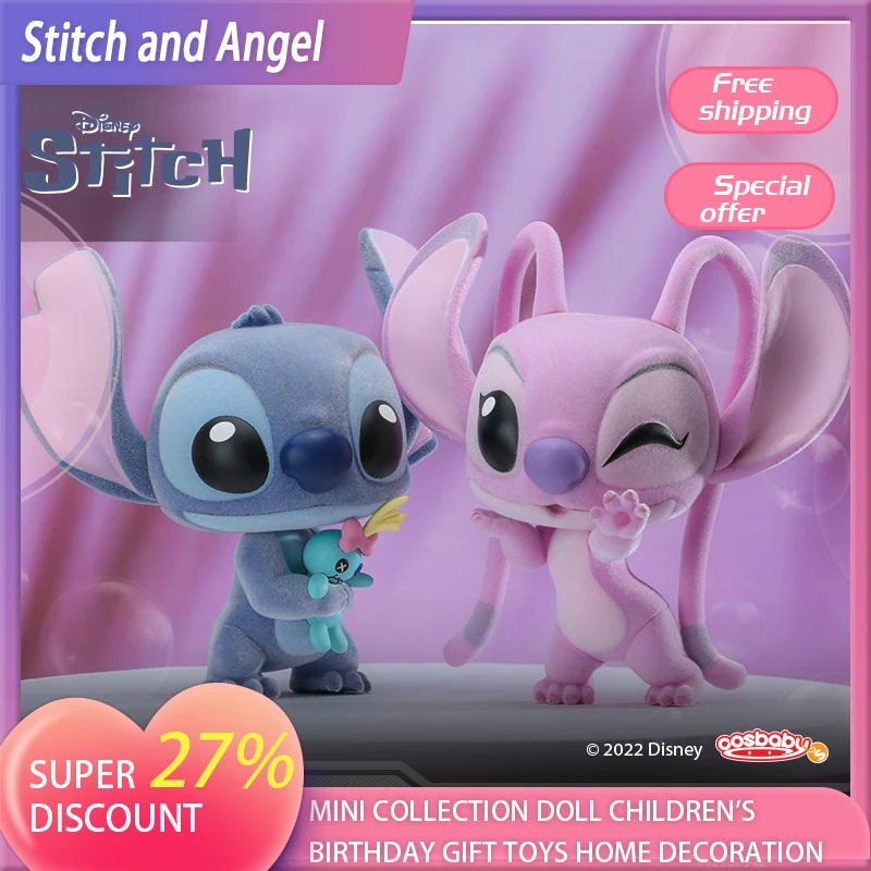 

Original Hot Toys Disney Cartoon Model Cosbaby Stitch Angel Mini Collection Doll Children's Birthday Gift Toys Home Decoration