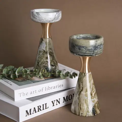 Marble Candle Holder Candelabrum Geometric Candlesticks Natural Wedding Centerpieces Home Decoration Accessories