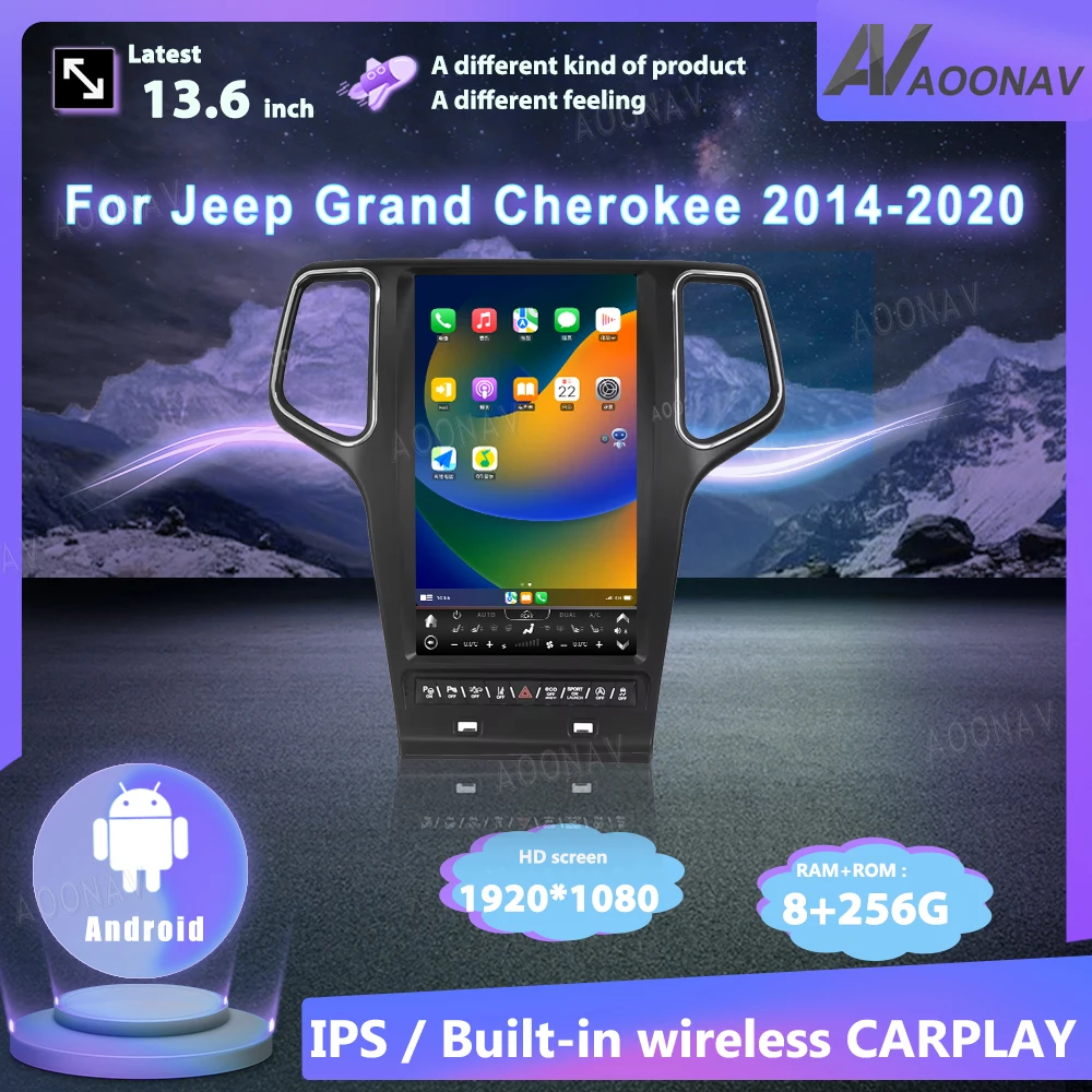 

13.6 Inch Android Car Radio For Jeep Grand Cherokee 2014-2020 Stereo Multimedia Video Player GPS Navigation Wireless Carplay