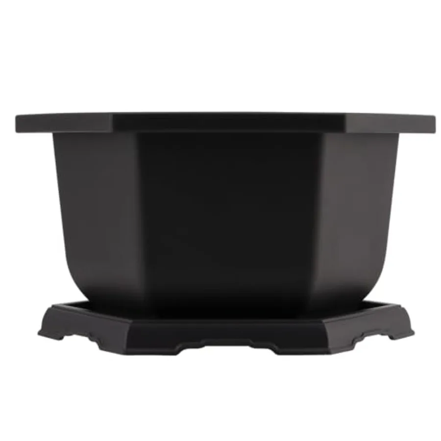 4 Pack Plastic Bonsai Pot 7.5 Inches Bonsai Training Pots with Drainage Humidity Tray Large Bonsai Plant Tree Pots for Garden Y