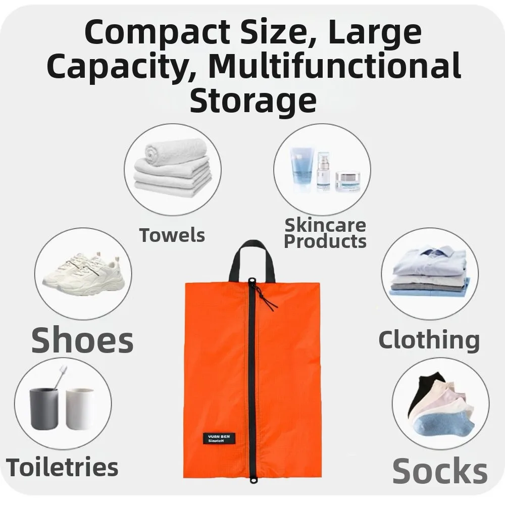 Portable Clothing Packaging Bag Silicone-coated Multifunctional Luggage Storage Bag Ultra-light Weight Yellow Orange