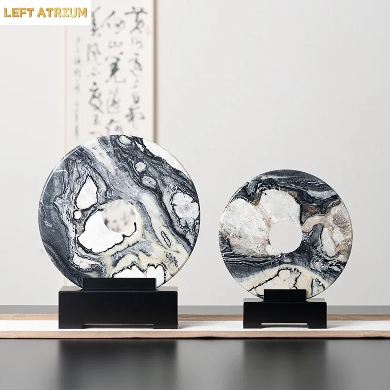 Creative Natural Marble Round Statue Desk Decoration Ornaments Marble Artwork Modern Crafts Sculpture Room Aesthetics Decor