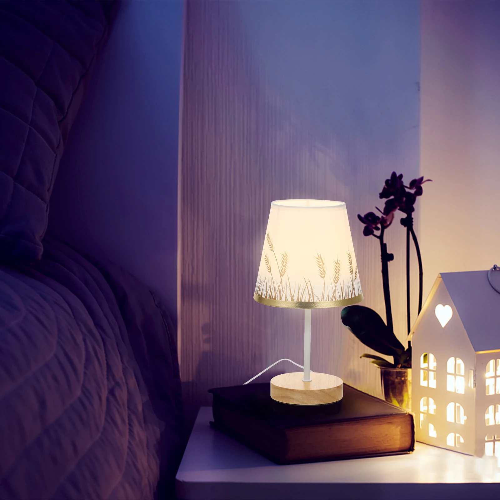 

Creative Lamp Shade Cloth Cover Durable Not Fade Protect Eyes Sturdy Bracket Easy Install Replace Good Dustproof Effect