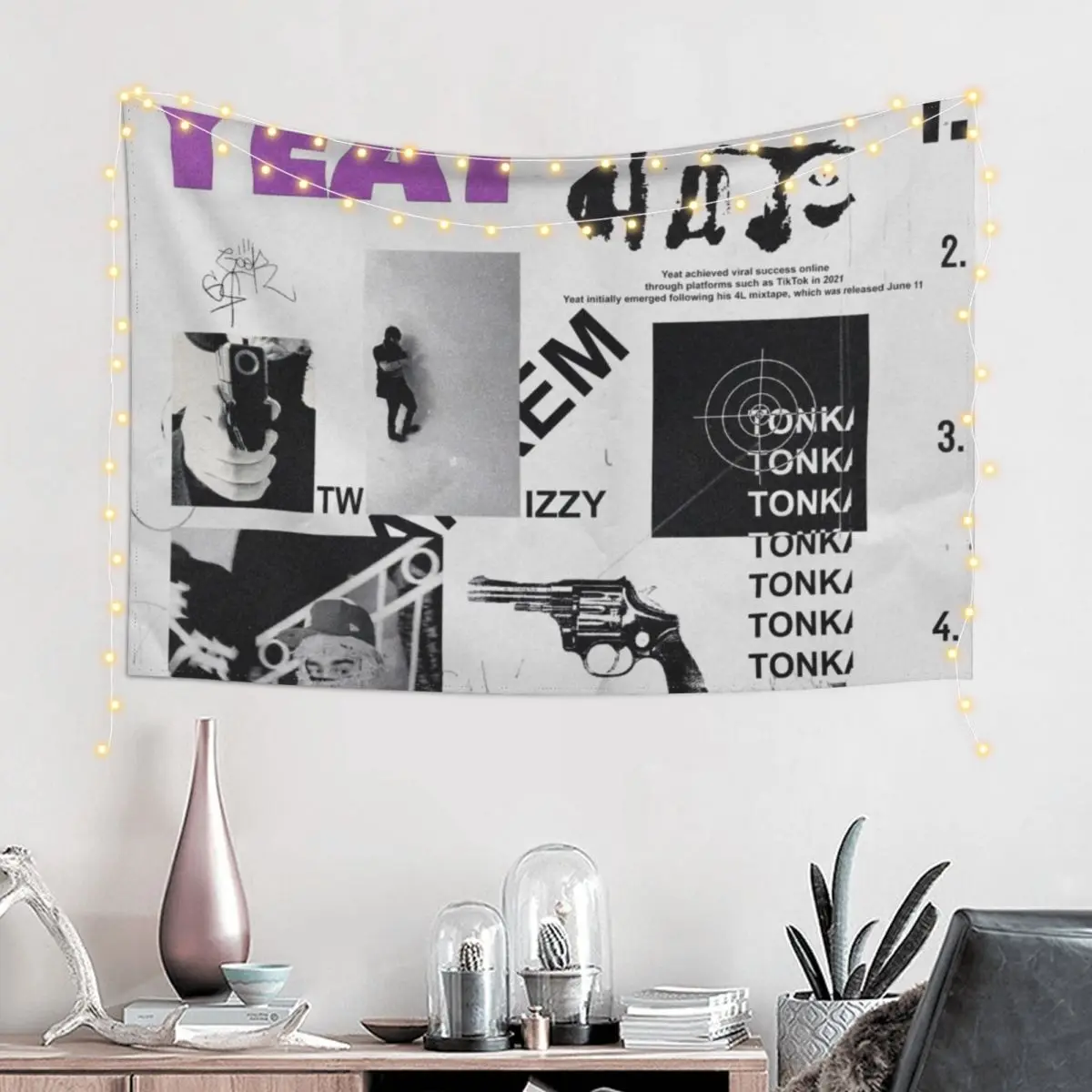 Yeat Tonka Twizzy Retro Black And White Graphics Tapestry Decoration For Home Aesthetic Room Decors Tapestry