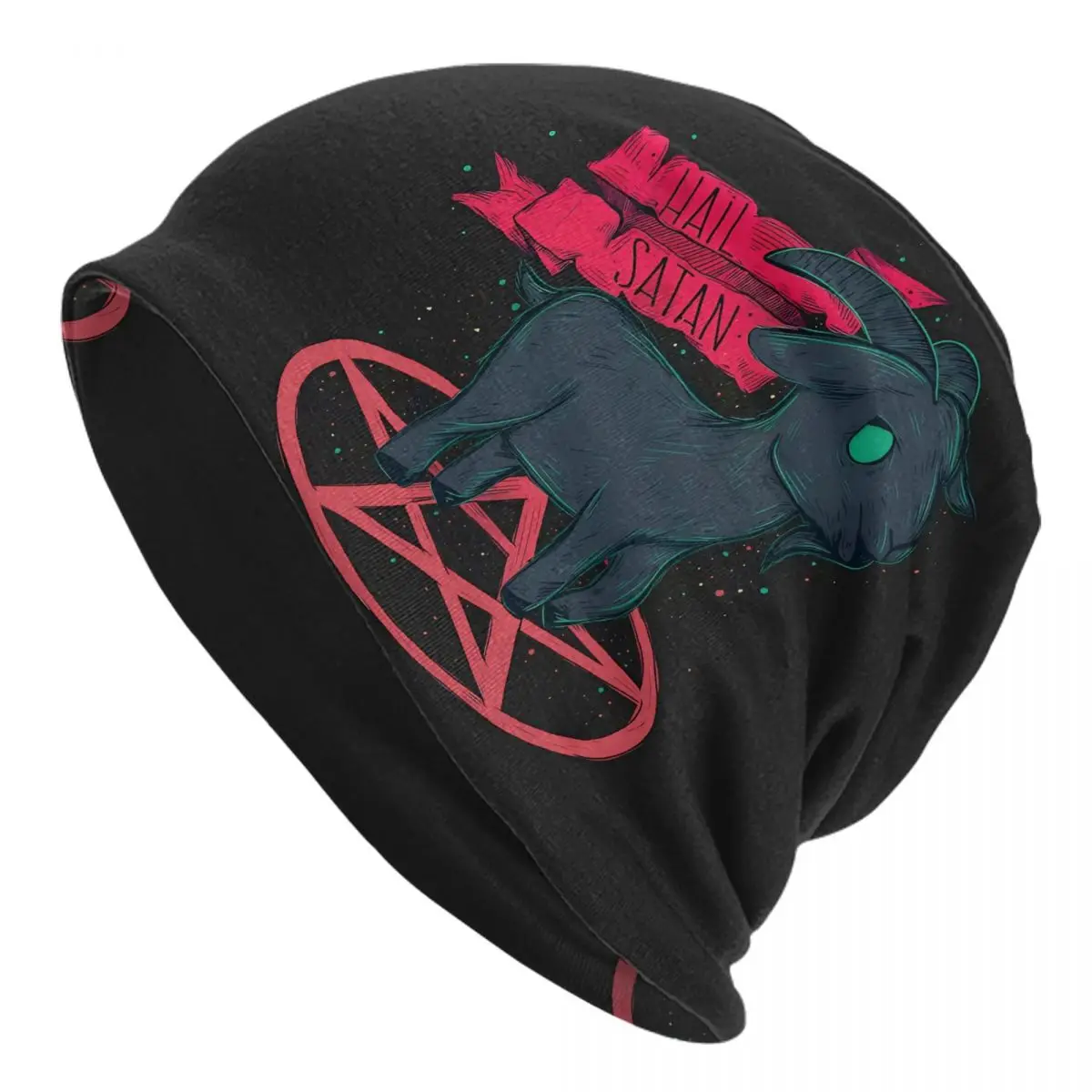 Hail Satan Goat Bonnet Fashion Thin Skullies Beanies Caps For Men Novelty Hats