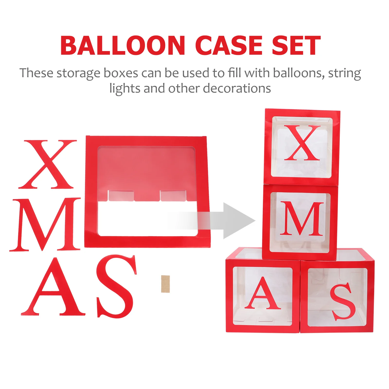 

1 Set Christmas Balloon Boxes Transparent Display Storage For Party Photo Props Xmas Decorative Balloon Case Set Reusable Pvc