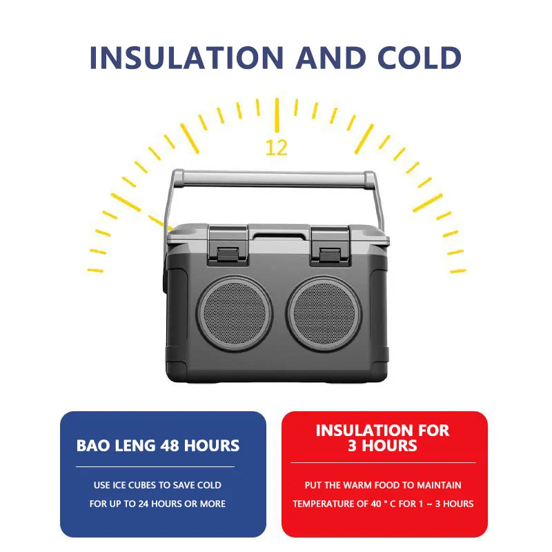 21L 52L Outdoor Camping Custom Portable Insulation Food Grade Material Cooler Box with Bluetooth Audio