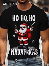 Natal 3d papai noel impressão t camisa para homem casual manga curta camisetas moda o-pescoço topo presente de ano novo camiseta de grandes dimensões