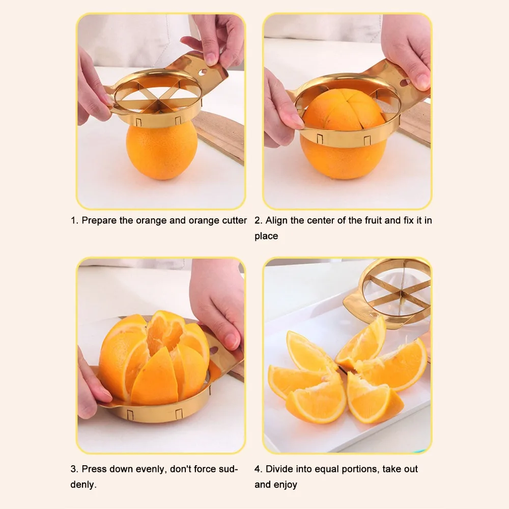 304 Stainless Steel Fruit Wedger Multifunctional Labor Time Saving Fruit Cutter Divider Rose Gold Safe Apple Wedge Cutter