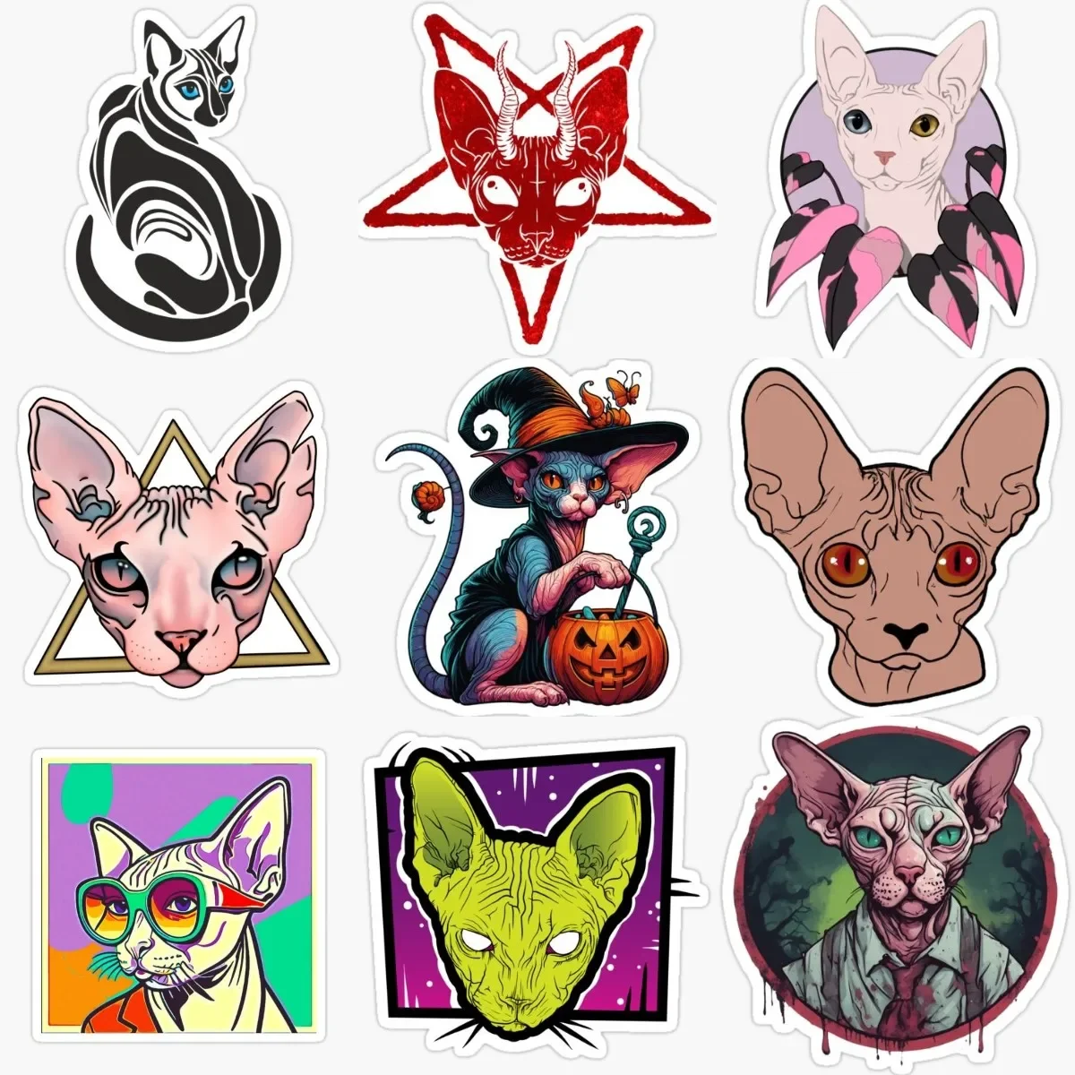 

Creative Canadian Hairless Cat Sphynx Cat Pets PVC Waterproof Stickers for Decorate Car Wall Bicycle Helmet Bumper Decal