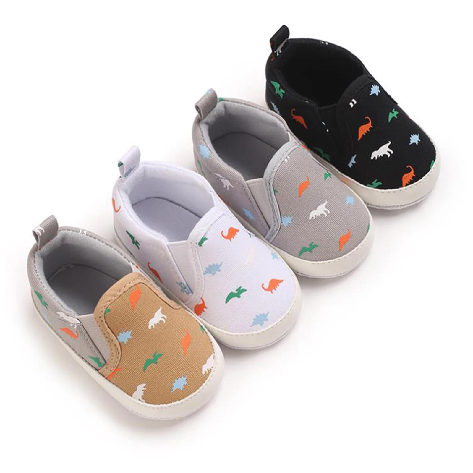 

Baby Canvas Shoes Fashion Dinosaur Print Crib Shoes Boys Girls Casual Classic First Walking Soft Anti-slip Sneakers for Infant