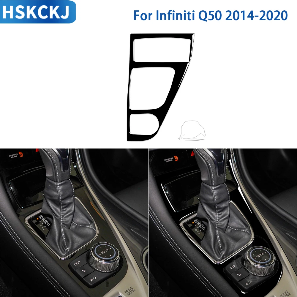 

For Infiniti Q50 2014-2020 Black Plastic Accessories Car Interior Gear Shift Panel Trim Sticker Decoration