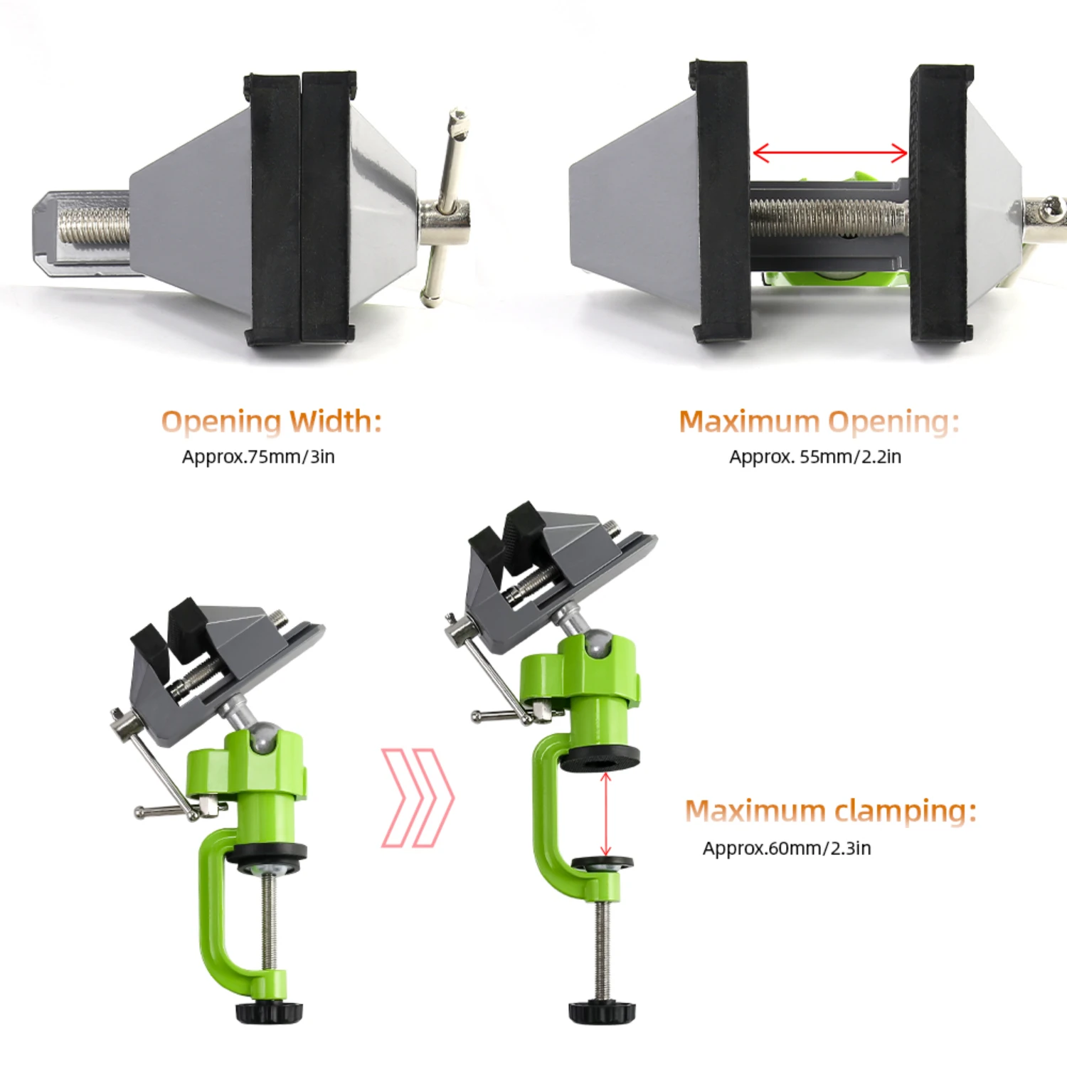 Torno de mesa versátil de precisão ajustável de 3" com rotação de 360 graus e capacidade de inclinação - modelo BG-6267A ideal para projeto DIY