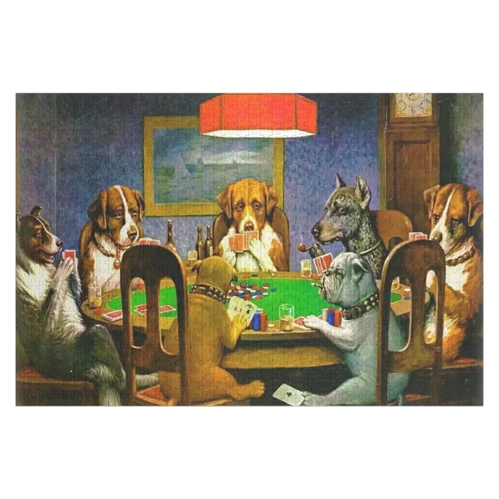

Bunch of Bluffing Dogs on a Poker Night Jigsaw Puzzle Children Personalized Gift Adult Wooden Puzzle
