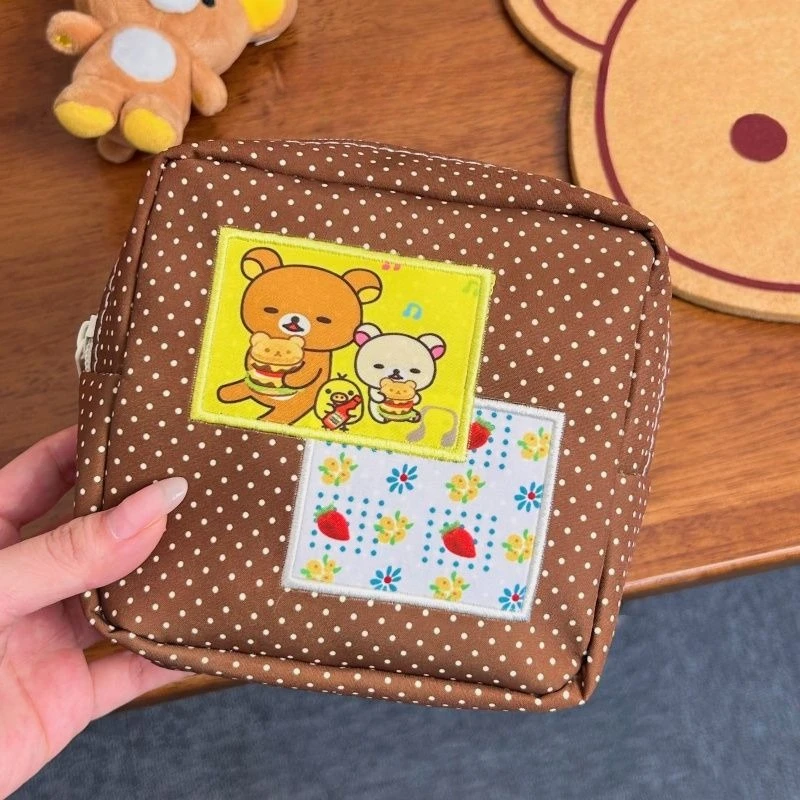 Rilakkuma Dot Pattern Makeup Bag Cute Bear Print Portable Zipper Cosmetic Storage Pouch Travel Toiletry Bag - view 2