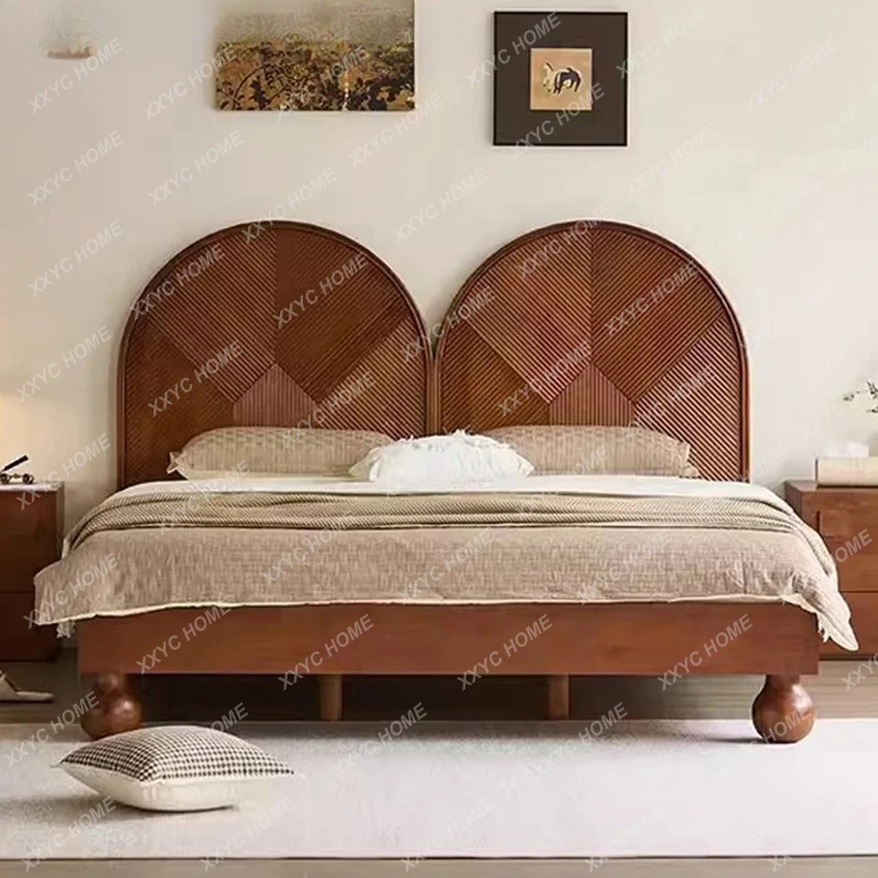 

Двуспальная кровать в винтажном стиле, для главной спальни, из массива дерева, размер queen-size, для дома