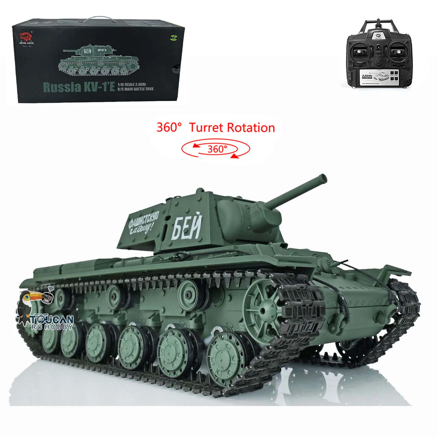 2.4G 1/16 Scale Heng Long 7.0 Plastic Soviet KV-1 RTR RC Tank 3878 360° Turret Engine Sound BB Shooting Toys for Boys TH17462