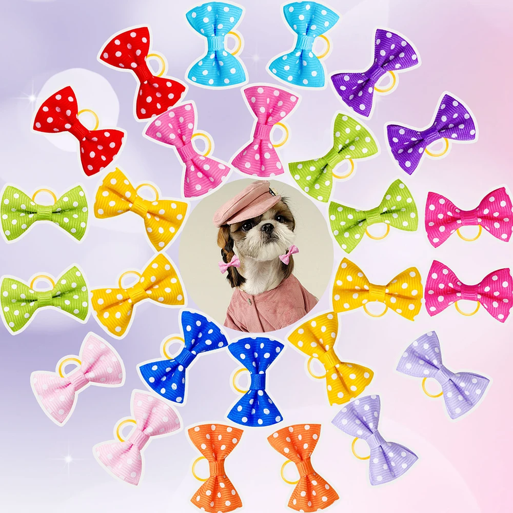 10PCS Pet Dog Hair Bows with Rubber Bands Dog Colorful Decorate Product for Small Dogs Puppy Pet Supplies Dog Hair Accessories