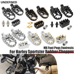 Motorcycle Foot Pegs MX Wide Fat Footrests Pedals W/Shifter Pegs For Harley Sportster XL 883 1200 Dyna Street Bob Bobber Custom