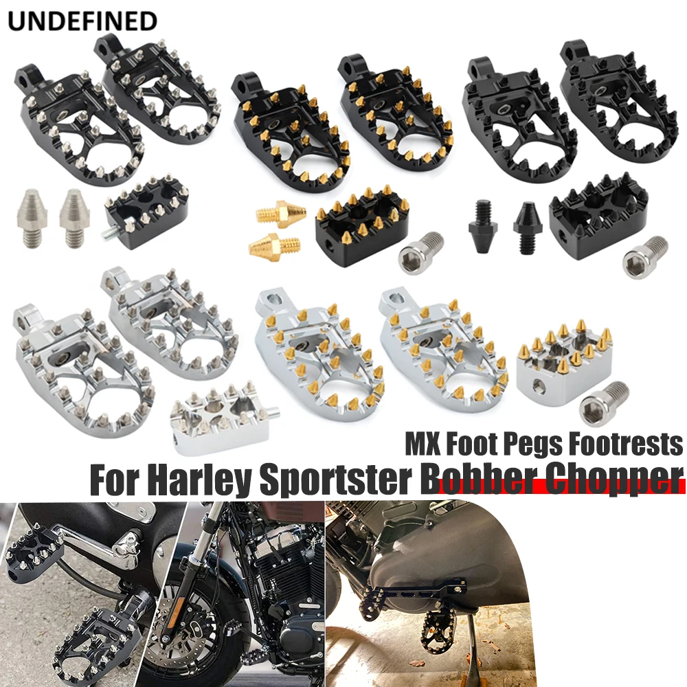 Motorcycle Foot Pegs MX Wide Fat Footrests Pedals W/Shifter Pegs For Harley Sportster XL 883 1200 Dyna Street Bob Bobber Custom 