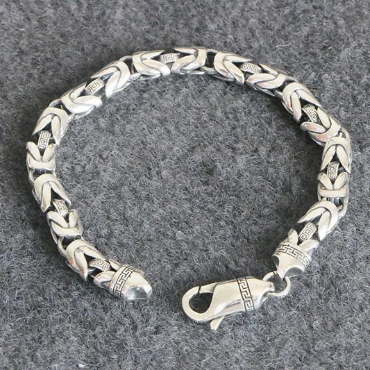 

Классические аксессуары ручной работы в повседневном стиле, стерлинговое серебро 925 пробы, браслет с узором мира для мужчин, красивые ювелирные изделия в китайском стиле