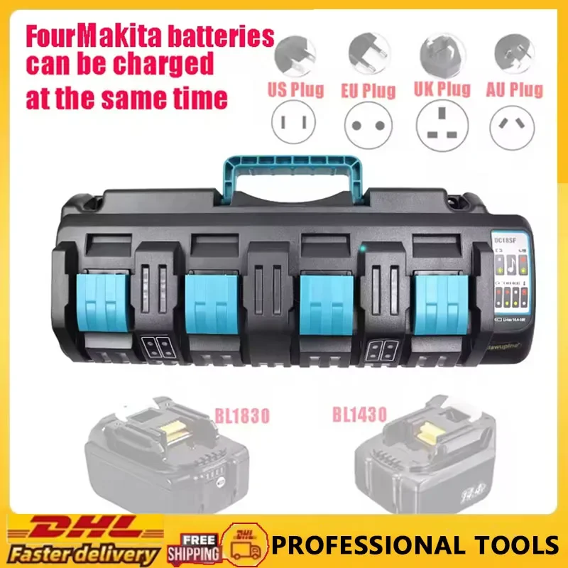 

DC18SF 4Port Li-ion Battery Charger For Makita BL1430 BL1830 14.4V 18V USB Charging Mobile Phone Power Bank DC18RE DC18RD DC18RF