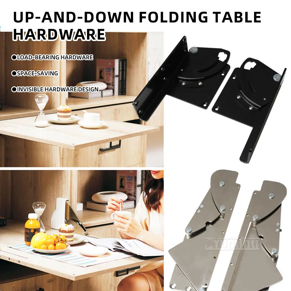 Hidden Furniture Connecting Hardware, Flip Fold Table Fittings for Small Apartment Bookcase Wardrobe Dining Desk