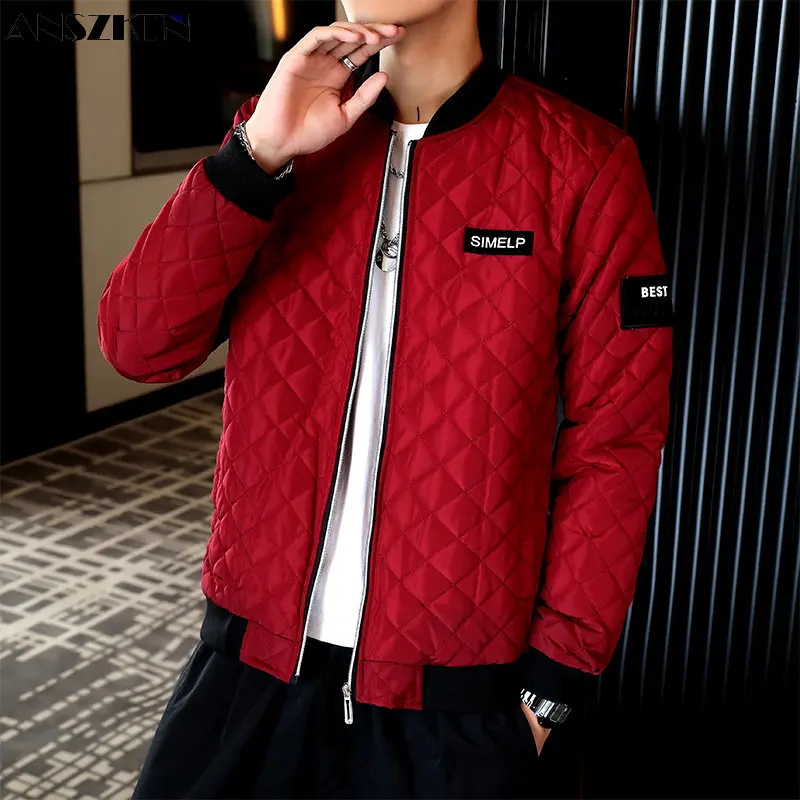 ANSZKTN  New autumn winter casual men's oversized cotton jacket baseball collar jacket cotton jacket