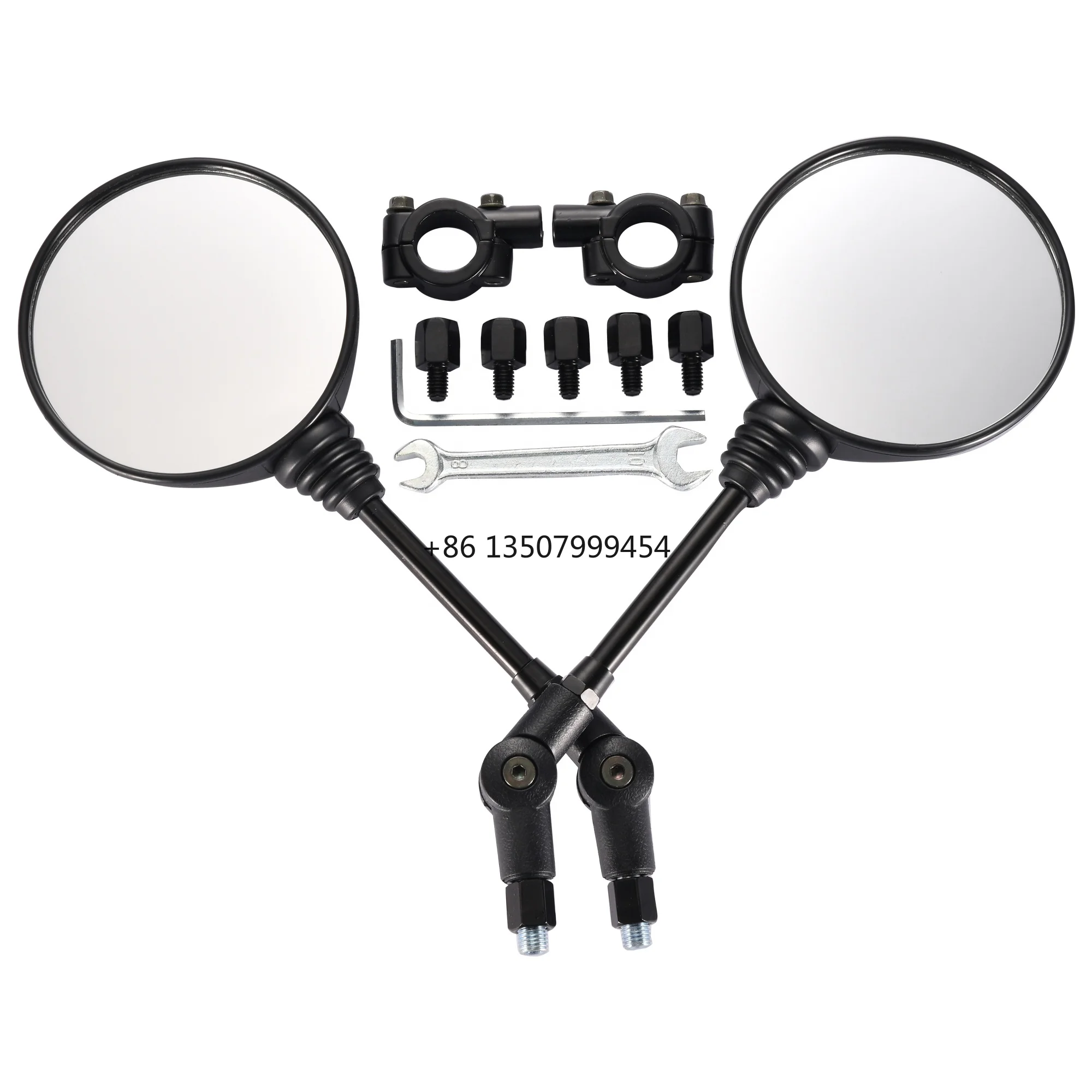 

GOOFIT 8mm 10mm Round Motorcycle Side Mirrors Folding Rear View Mirrors With Adaptor Universal for ATV UTV Dirt Bike Quad Scoote