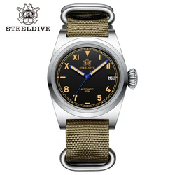 STEELDIVE Brand SD1904 36MM Steel Case 200M Waterproof Sapphire Glass NH35 Automatic Slim Dive Watch  Reloj with 10mm Big Crown