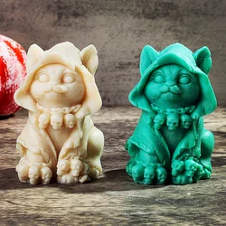 Halloween Cute Skull Cloak Cat Silicone Candle Mold Handmade Lovely Animal Kitten Cats Gypsum Mold Halloween Home Decoration