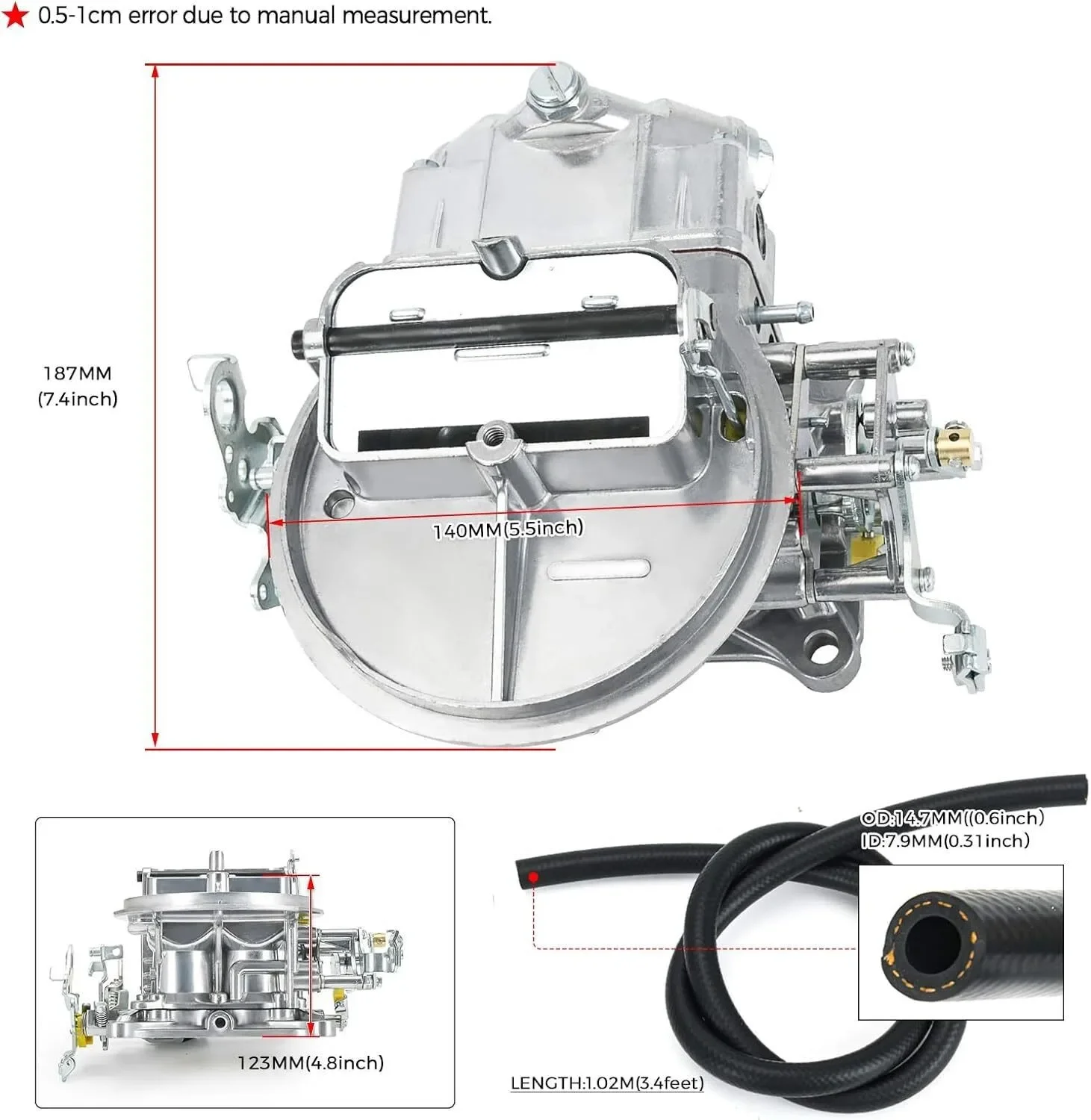 Replace for Holley 0-4412S 2 Barrel Carburetor 500 CFM with Manual Choke Gasoline for 1964 Pick Up with 292 V8 for 1963 F100