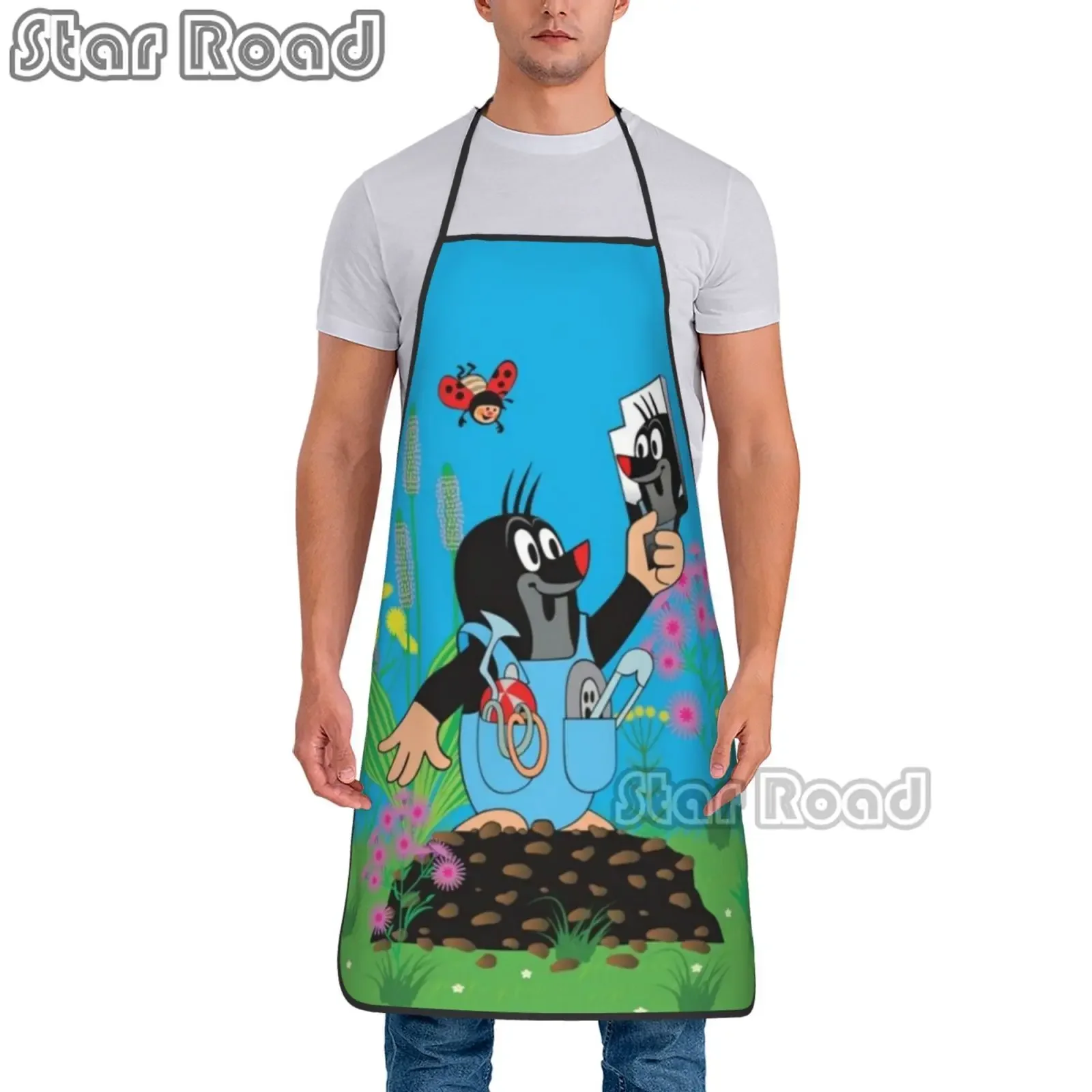 Cute Happy Mole Krtek Funny Apron Women Men Cartoon Little Maulwurf Adult Unisex Kitchen Chef Bib Tablier Cuisine Cooking Baking