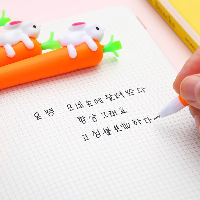 Cute Rabbit Carrot Gel Pen Cartoon Modeling Pen Student Learning Stationery Test Sign Pen Glass pen Glass fountain pen