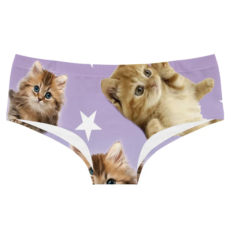 DeanFire Super Soft Novelty Hipster Women\'s Underwear Panties Star Cats Print Kawaii Push Up Briefs Lingerie Thong For Girls